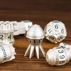 7pcs Dice Metal Bomb Green Font Silver
