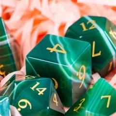 Green Agate Gemstone - 7pcs RPG Dice Set