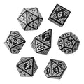 White Celtic Knot on Black Acrylic - 7pcs RPG Full Dice Set