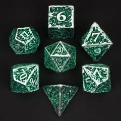 7pcs Dice Metal Druid Vine Silver Font Green