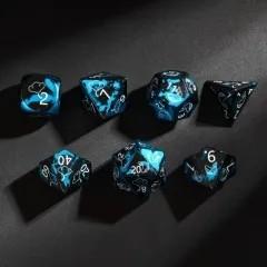 7pcs Dice Metal Aluminium White Font Whales Black Blue