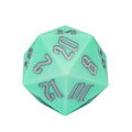 Silver on Solid Mint Green Silicone - D20 RPG Dice