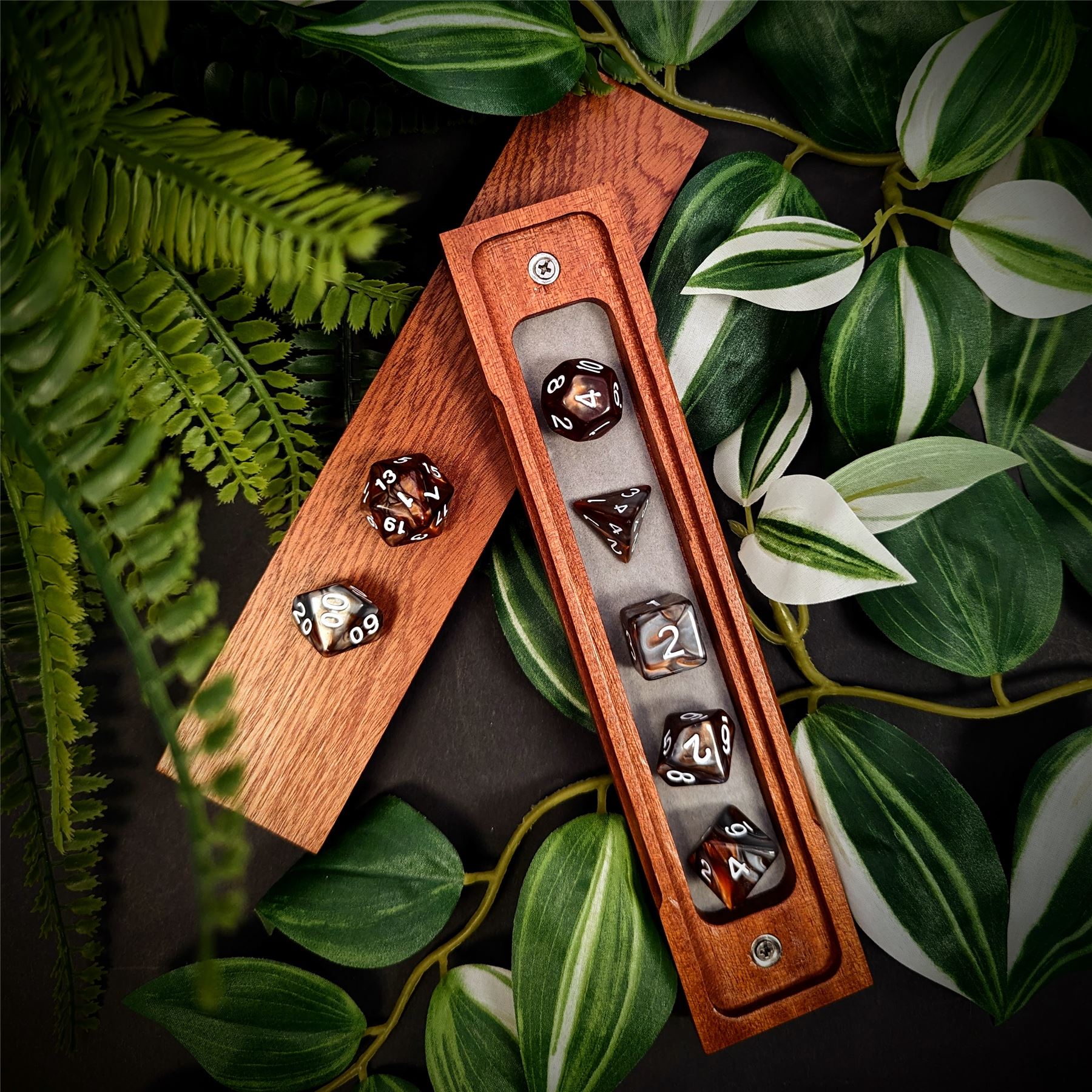 Blend of Copper & Grey Acrylic - 7pcs RPG Full Dice Set