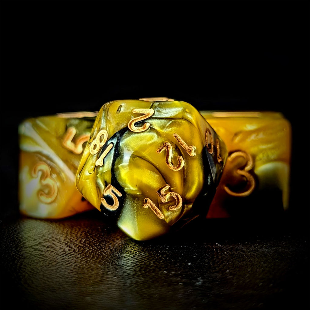 Blend of Black & Gold Acrylic - 7pcs RPG Full Dice Set