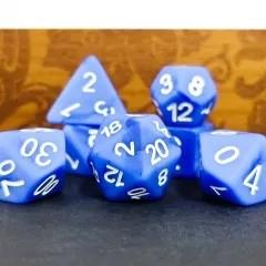7pcs Dice Resin Swirl White Font Frosted Blue