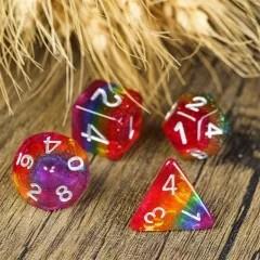 7pcs Dice Resin Layer Silver Font LGBTQ Rainbow