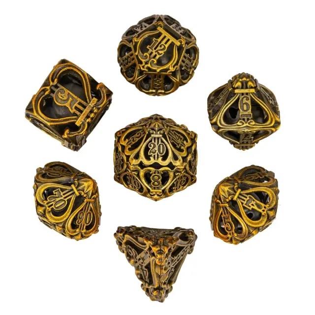 7pcs Dice Metal Hollow Lute Gold