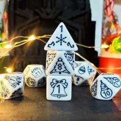 7pcs Dice Acrylic Pattern Christmas Black Font White