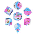 7pcs Dice Silicone Oversize Gold Font Blue White Pink