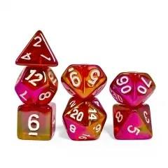 7pcs Dice Acrylic Metallic Clear Red
