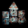 Dragon Skull in Clear & Blue Resin - 7pcs RPG Full Dice Set
