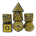 Yellow Vines on Black Acrylic - 7pcs RPG Full Dice Set