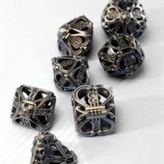 7pcs Dice Metal Hollow Lute Silver