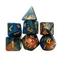 Glitter in Blue & Orange Acrylic - 7pcs RPG Full Dice Set