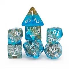 7pcs Dice Resin Glitter White Font Glitter Blue
