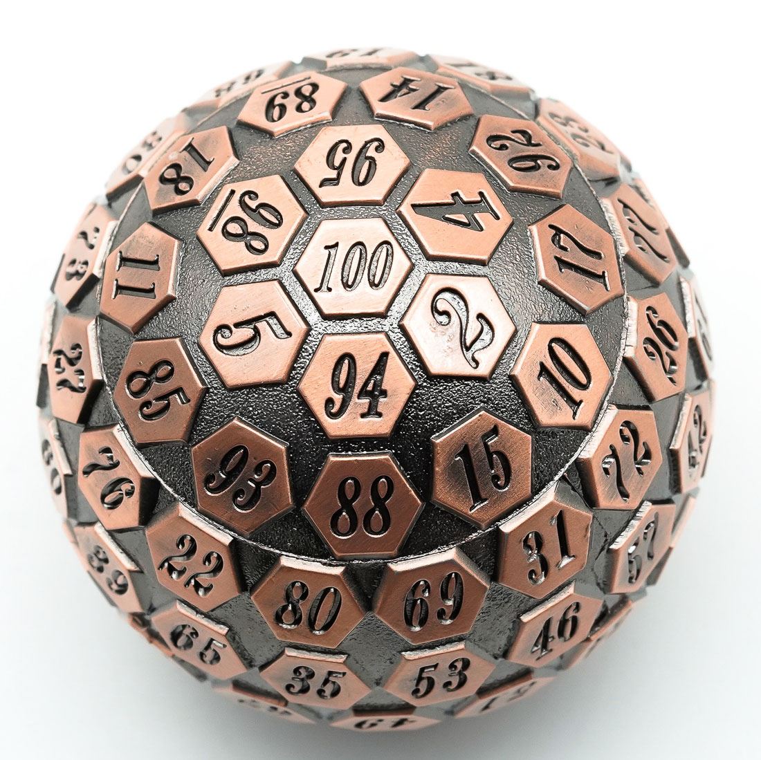 D100 RPG Dice - Copper Metal
