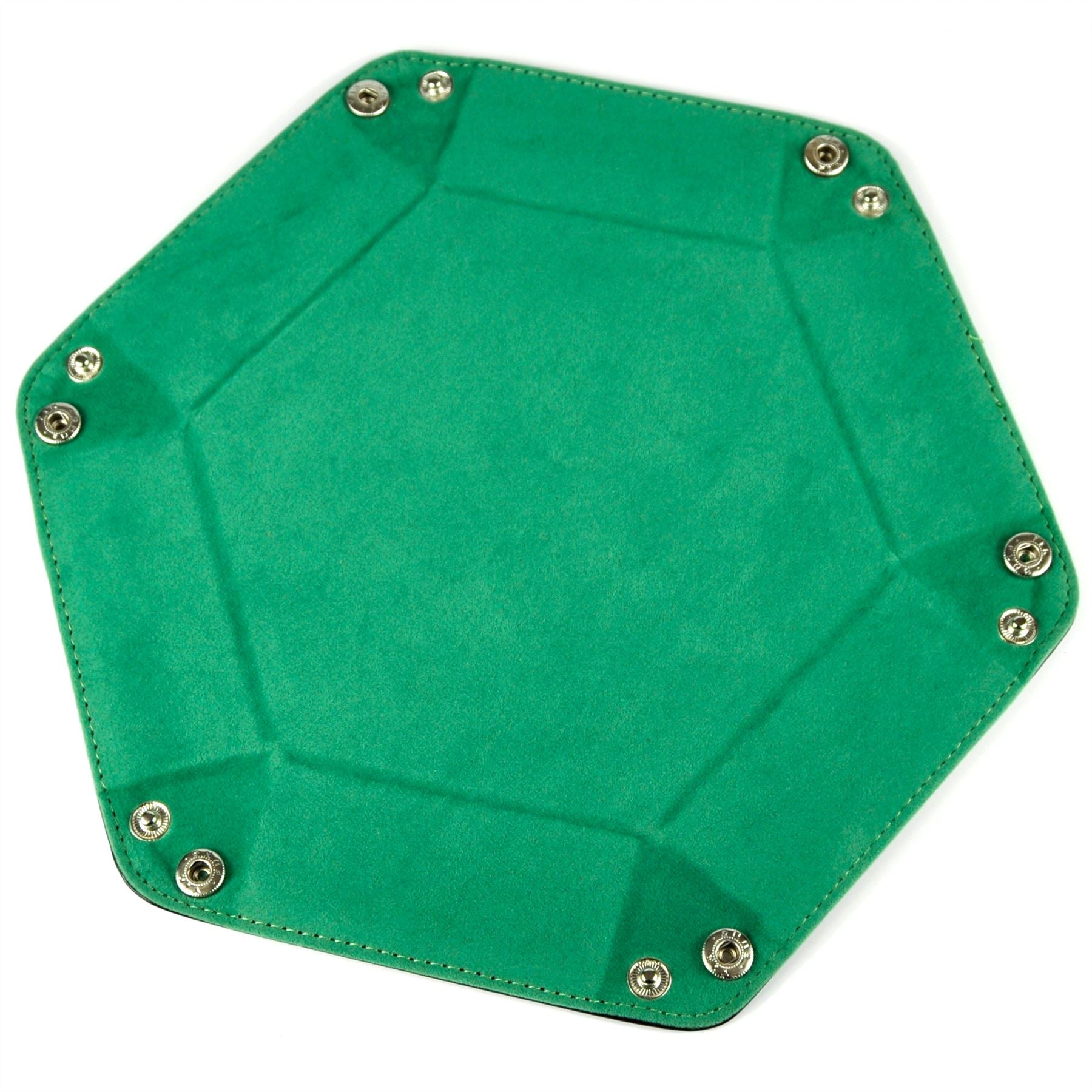 Sea Green Velvet & Black PU Leather - Hexagon Soft Dice Tray