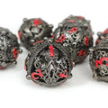 7pcs Dice Metal Hollow Mindflayer Red Font Nickel
