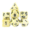 Cracked Yellow on White Acrylic - 7pcs RPG Full Dice Set