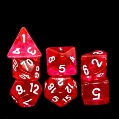 7pcs Dice Acrylic Metallic Clear Red