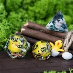 D20 Dice Resin 33mm Green Font Chicken White Clear