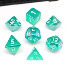 7pcs Dice Acrylic Metallic Clear Green