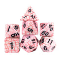 Cracked Red on White Acrylic - 7pcs RPG Full Dice Set