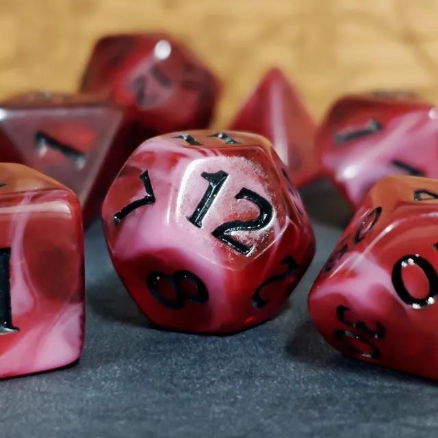 7pcs Dice Acrylic Blend Black Font Red
