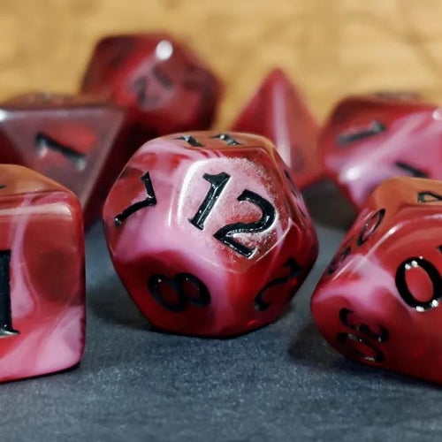 7pcs Dice Acrylic Blend Black Font Red