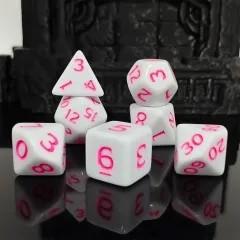 7pcs Dice Acrylic Blend Pink Font Solid White