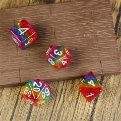 7pcs Dice Resin Layer Silver Font LGBTQ Rainbow