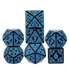 Blue Celtic Knot on Black Acrylic - 7pcs RPG Full Dice Set