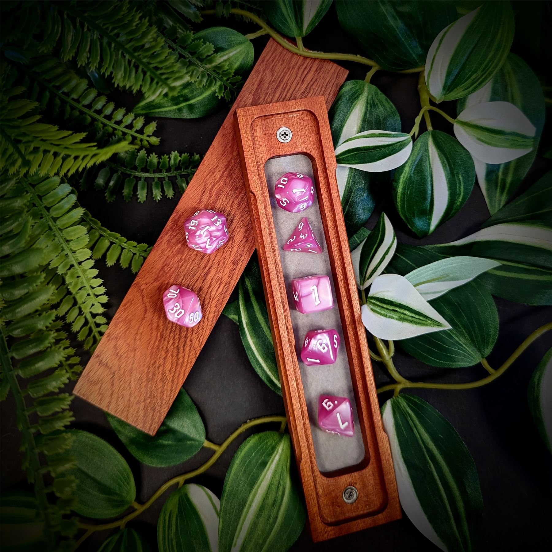 Pink Silk Acrylic - 7pcs RPG Full Dice Set