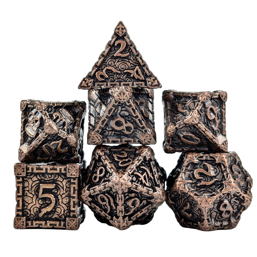 7pcs RPG Dice Set - Copper Metal