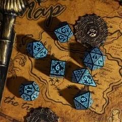 Blue Celtic Knot on Black Acrylic - 7pcs RPG Full Dice Set