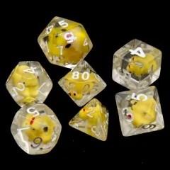7pcs Dice Resin Filled White Font Duck Clear