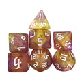 Glitter in Yellow & Pink Acrylic - 7pcs RPG Full Dice Set