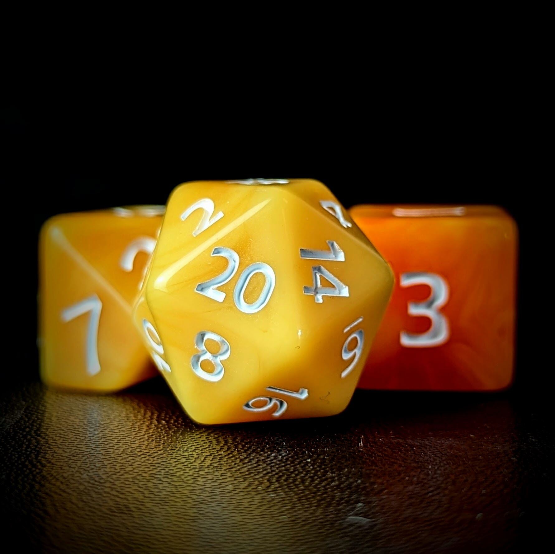 Blend of Orange & Yellow Acrylic - 7pcs RPG Full Dice Set