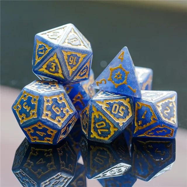 Castle on Grey Resin - 7pcs RPG Oversized Dice Set