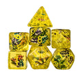 Leaves in Clear & Yellow Resin - 7pcs RPG Full Dice Set