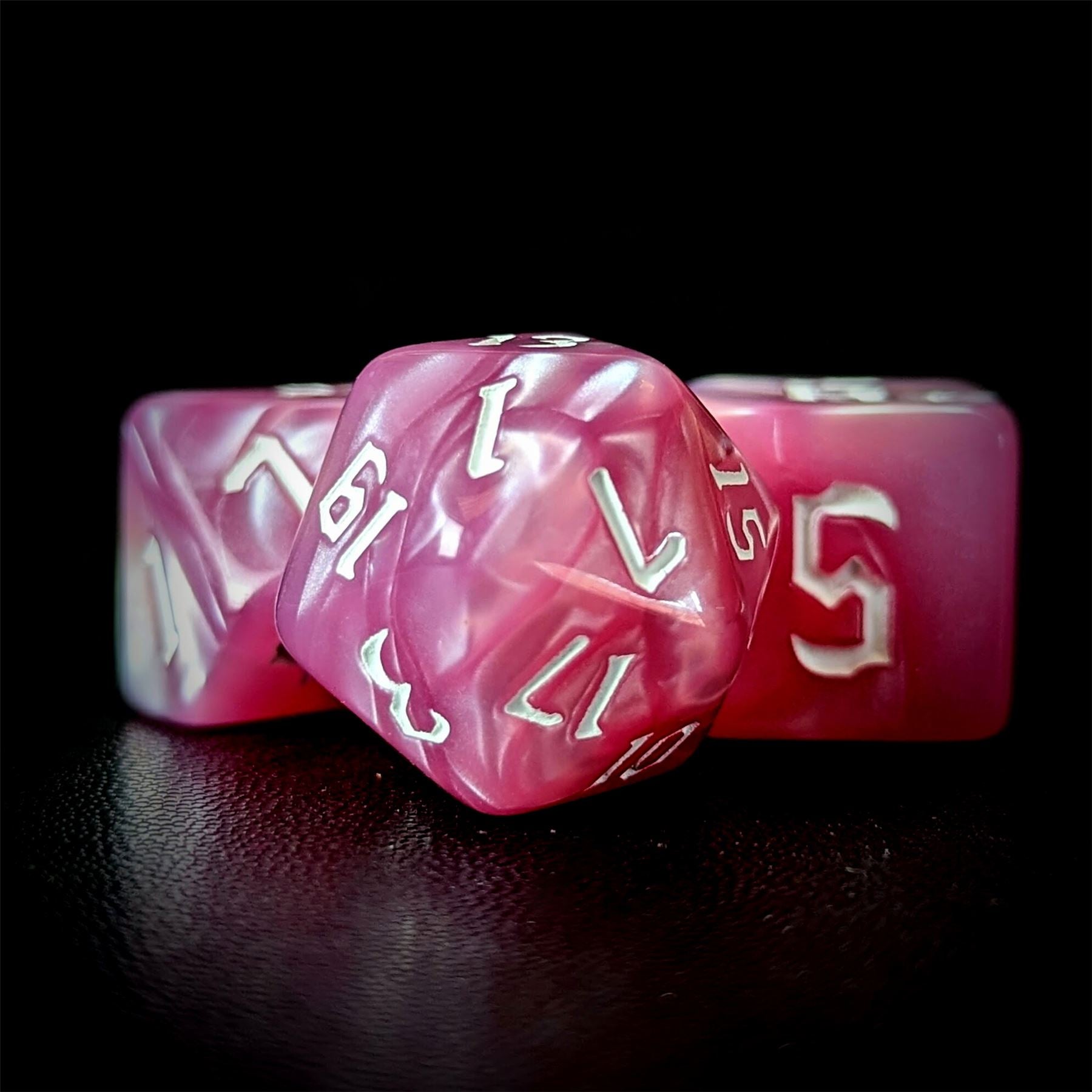 Pink Silk Acrylic - 7pcs RPG Full Dice Set