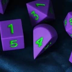 7pcs Dice Silicone Oversize Solid Green Font Purple