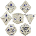 7pcs Dice Metal Hollow Maze Blue Font Silver