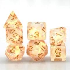 7pcs Dice Resin Filled Gold Font Foil Clear