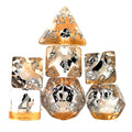 Black & White Dog in Clear Resin - 7pcs RPG Full Dice Set