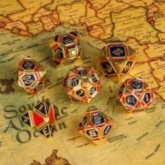 7pcs Dice Metal Alien Ship Blue Red Gold