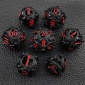 7pcs Dice Metal Hollow Circle Dragon Red Font Black