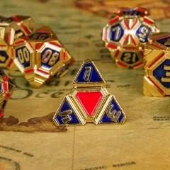 7pcs Dice Metal Alien Ship Blue Red Gold