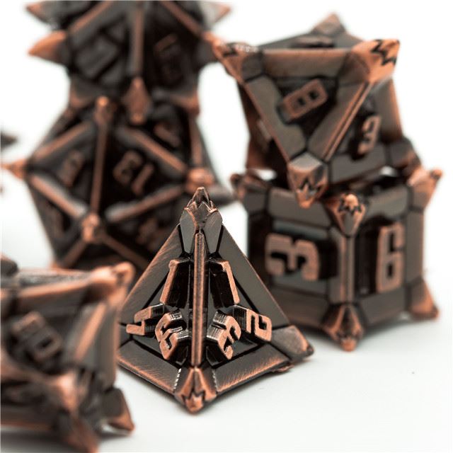 7pcs RPG Dice Set - Spiky Copper Metal