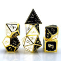 7pcs Dice Metal Enamel Gold Black White